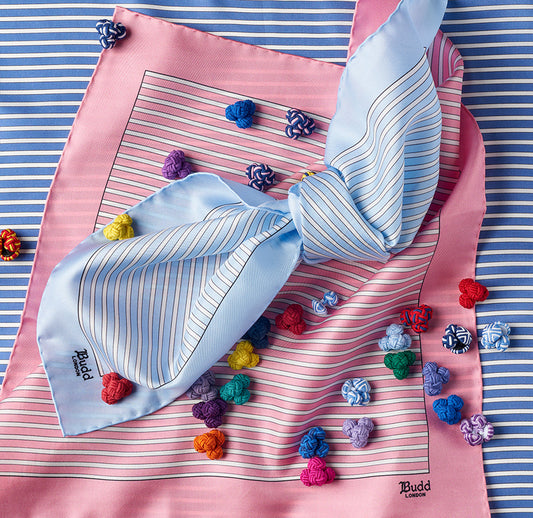 Exclusive Budd Stripe Silk Pocket Square in Pink