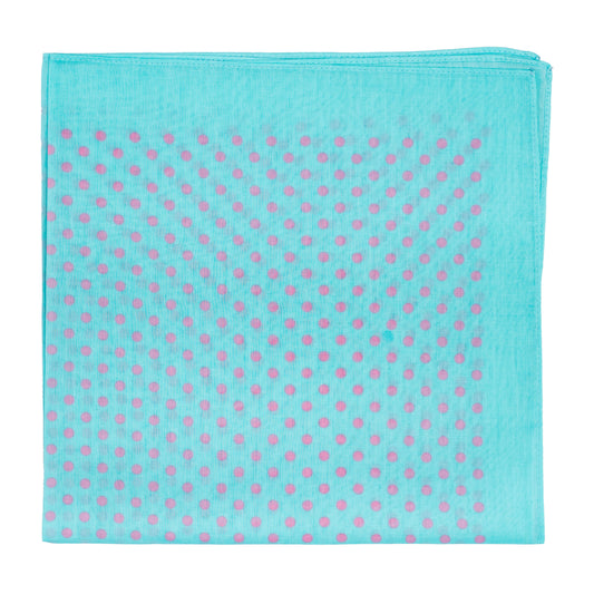 Cotton Polka Dot Handkerchief in Blue and Pink