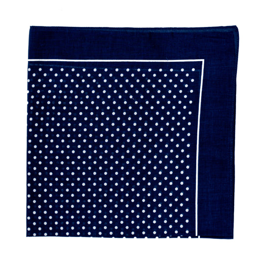 Cotton Polka Dot Handkerchief in Navy