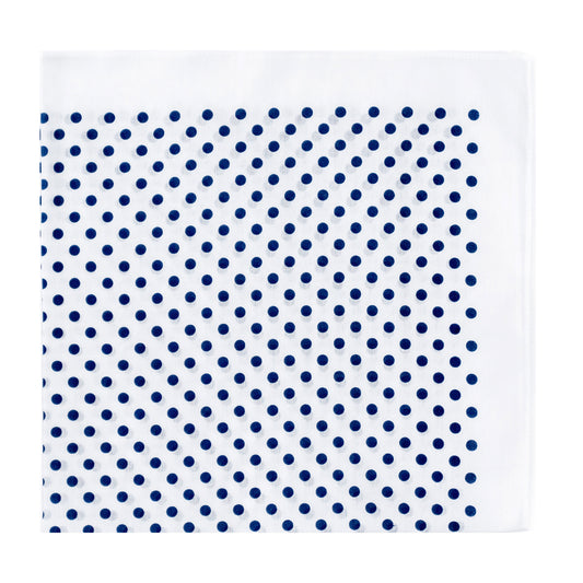 Cotton Polka Dot Handkerchief in White and Navy