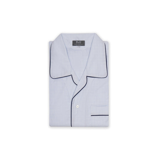 Grid Check Cotton Nightshirt in Blue and Navy