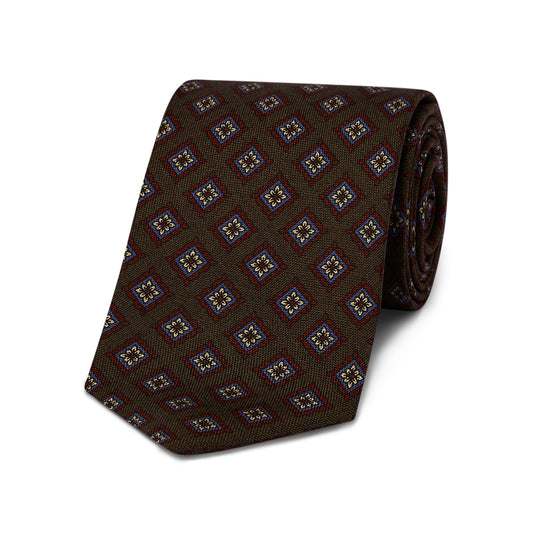 Fancy Coffer Hopsack Silk Tie in Dark Brown