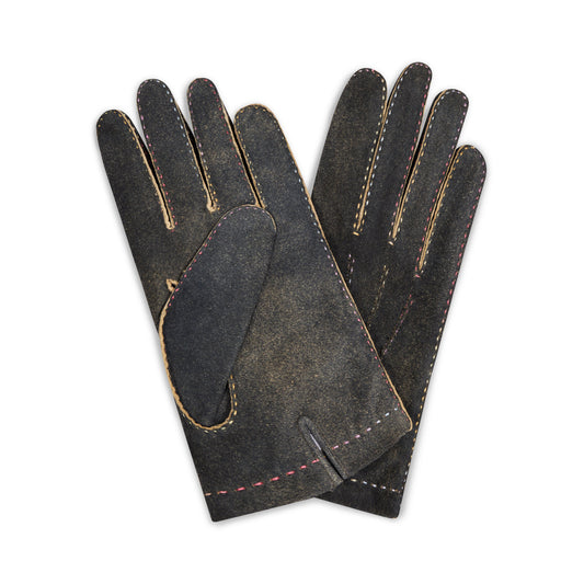 Flannel Goatskin / Cashmere Lined Gloves with Contrast Stitching