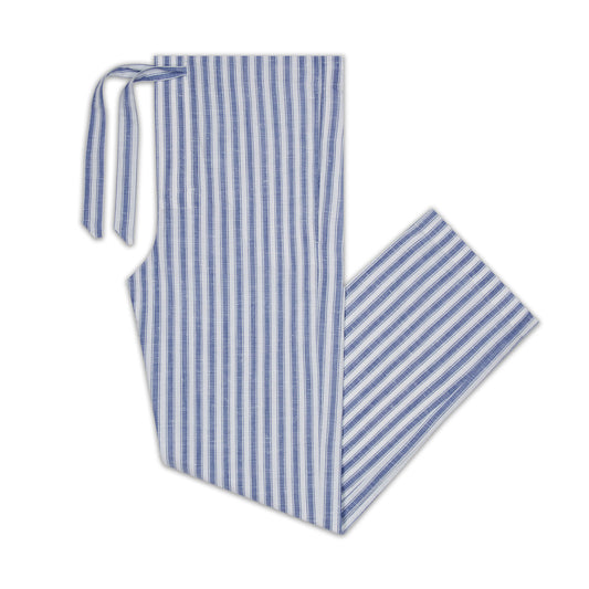 Chambray Stripe Pull On Pyjama Bottoms in Blue and White