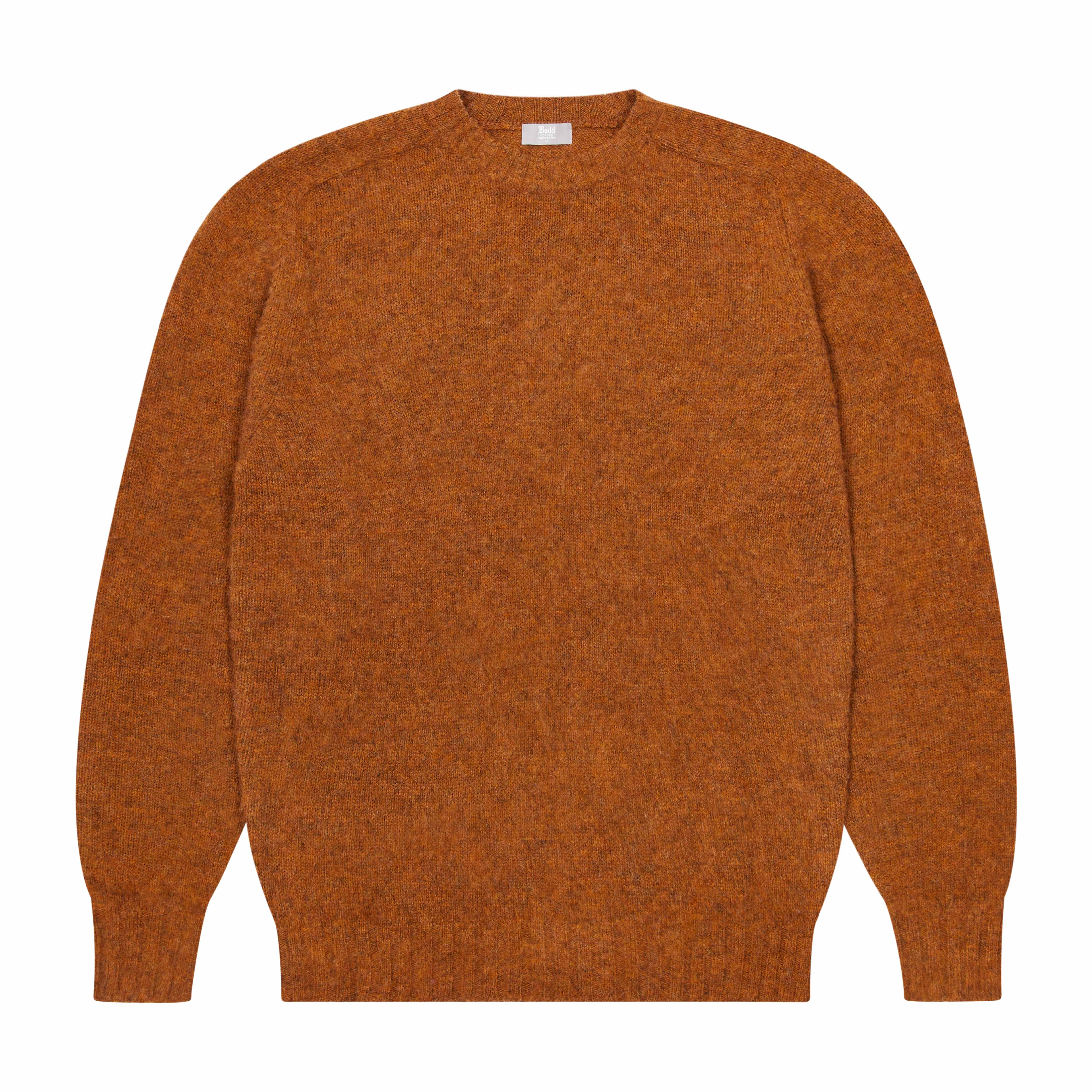 Hillswick Brushed Shetland Crew Neck in Burnt Orange – Budd London