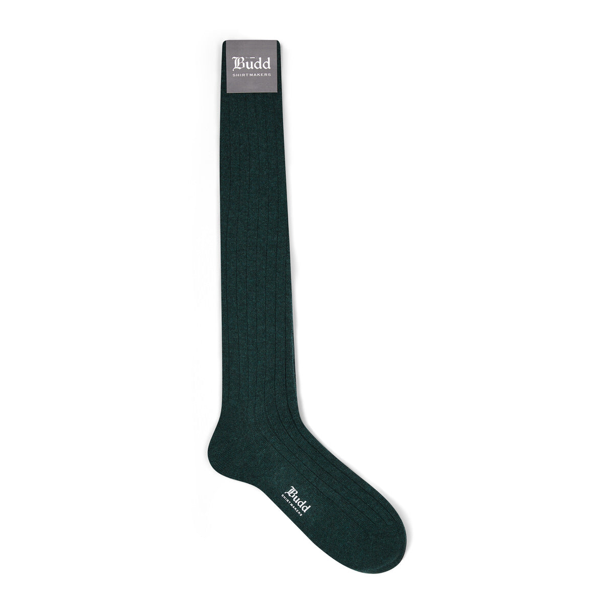 Plain Cashmere Long Socks in Green Budd London