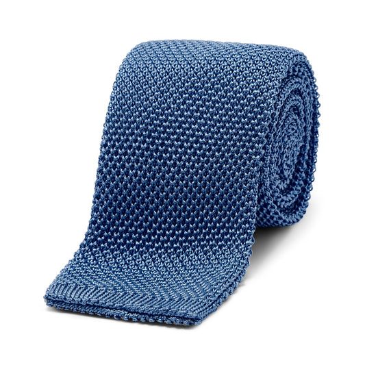 Fine Knitted Silk Tie in Sky Blue
