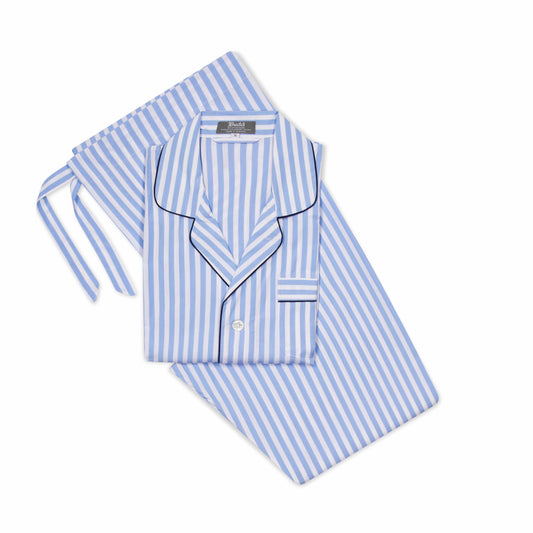 Men's Classic Fit Stripe Pyjamas in Blue and White