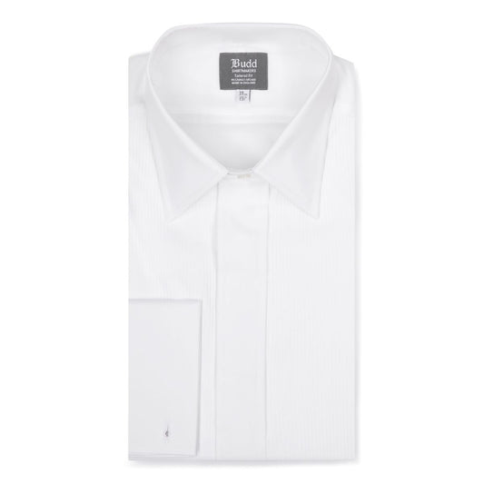 Tailored Fit Fine Plisse Dress Shirt in White