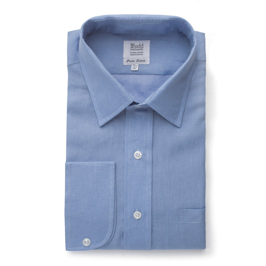 Classic Fit Plain Linen Button Cuff Shirt in Frejus