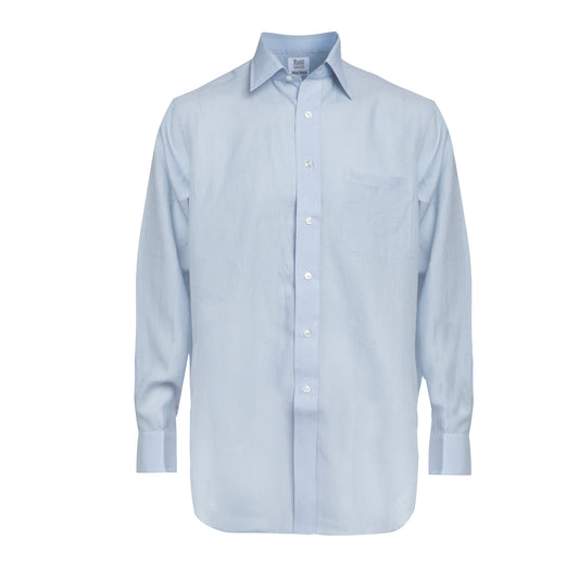 Classic Fit Plain Linen Button Cuff Shirt in Powder Blue