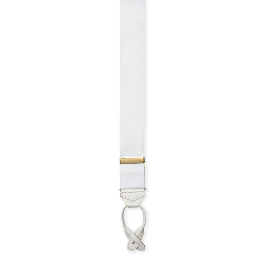 Plain Barathea Braces with Button in White