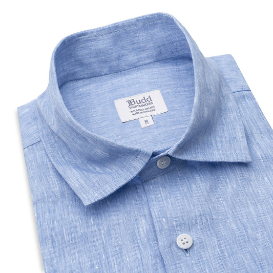Casual Linen Shirt with Slubs in Blue