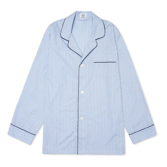 Exclusive Budd Stripe Pyjamas in Sky Blue Top