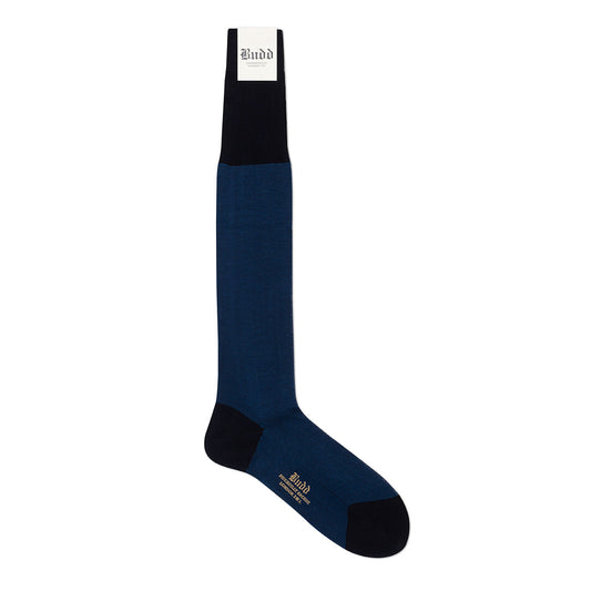Birdseye Cotton Long Socks in Navy and Cobalt