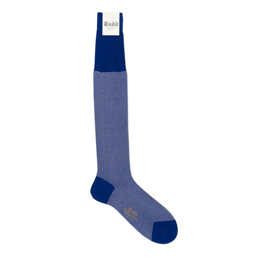 Birdseye Cotton Long Socks in Navy and Red