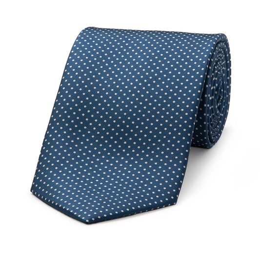 Small Spot Tie in Blue and White