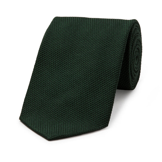 Plain Silk Piccola Grenadine Tie in Green