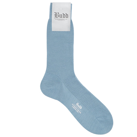 Plain Wool Short Socks in Blue Mist
