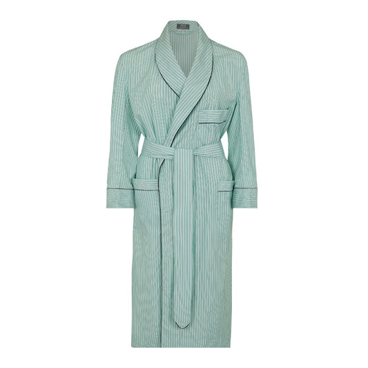 Exclusive Budd Stripe Cotton Dressing Gown in Mint