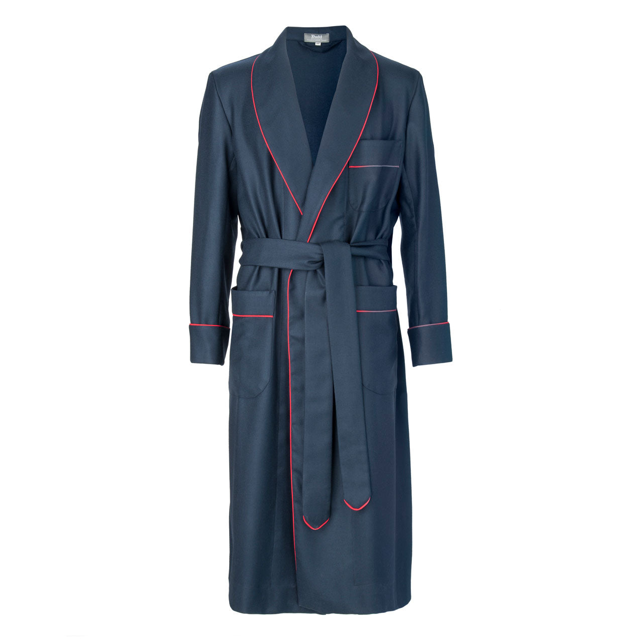 Plain Wool Dressing Gown in Navy and Red Budd Shirtmakers Ltd Plain Wool Dressing Gown in Navy and Red Budd Shirtmakers Ltd