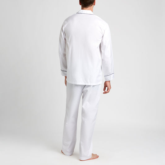 Plain Poplin Pyjamas in White on model back