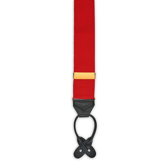 Plain Barathea Braces with Button in Fiesta Red