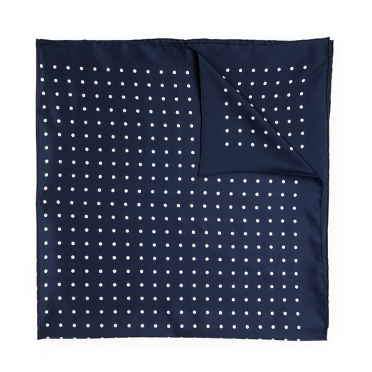 36 Inch Silk Spot Square in Navy and White