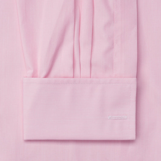 Tailored Fit Plain End on End Double Cuff Shirt in Pink