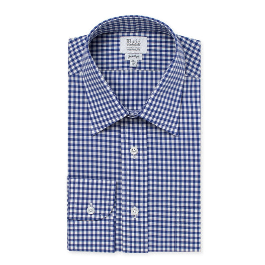 Classic Fit Check Zephyr Button Cuff Shirt in Royal