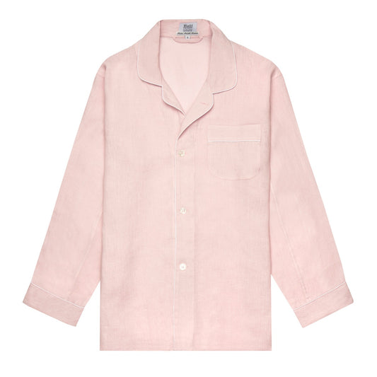 Plain Linen Pyjamas in Pink Top
