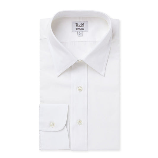 Classic Fit Plain Poplin Button Cuff Shirt in White