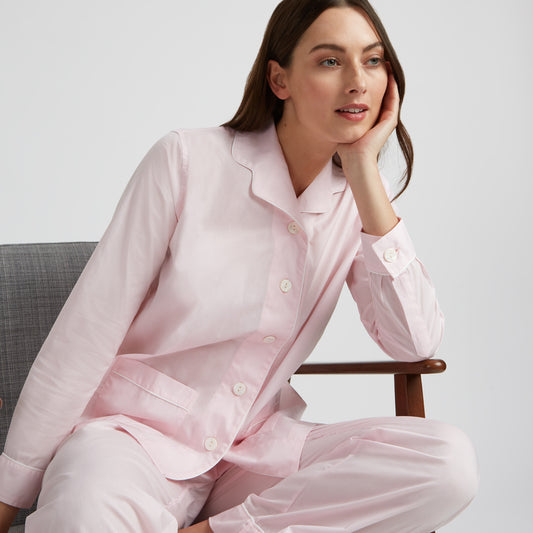 Plain Batiste Women's Pyjamas in Pink on model 