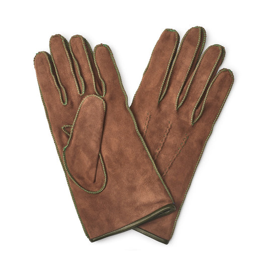 Plain Suede Gloves in Tan