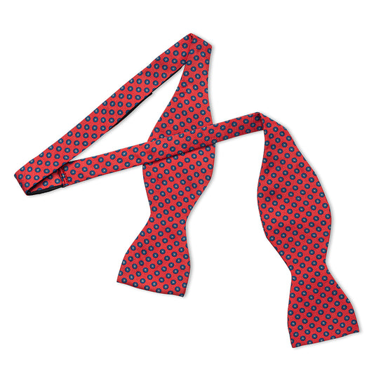 Motif Foulard Silk Thistle Bow Tie in Red Untied