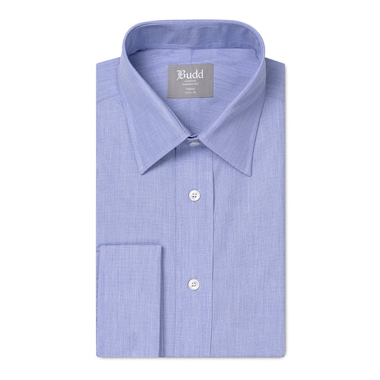 Tailored Fit End on End Double Cuff Shirt in Blue