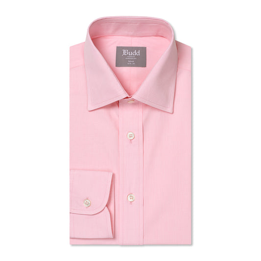 Tailored Fit Micro Check Cotton Button Cuff Shirt in Pink