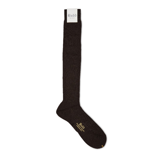 Ribbed Wool Long Socks in Brown
