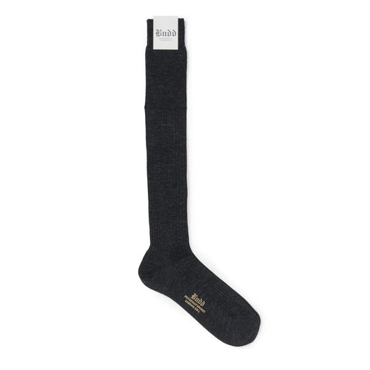 Ribbed Wool Long Socks in Dark Grey