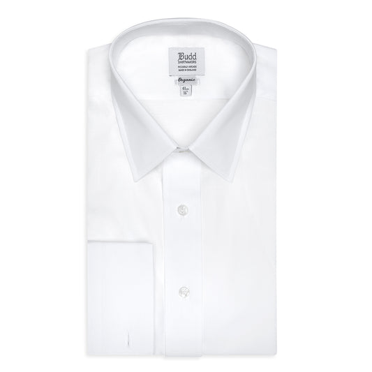 Classic Fit Swiss Organic Poplin Double Cuff Shirt in White