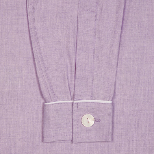 Plain Cotton and Cashmere Women's Pyjamas in Lilac Cuff Detail