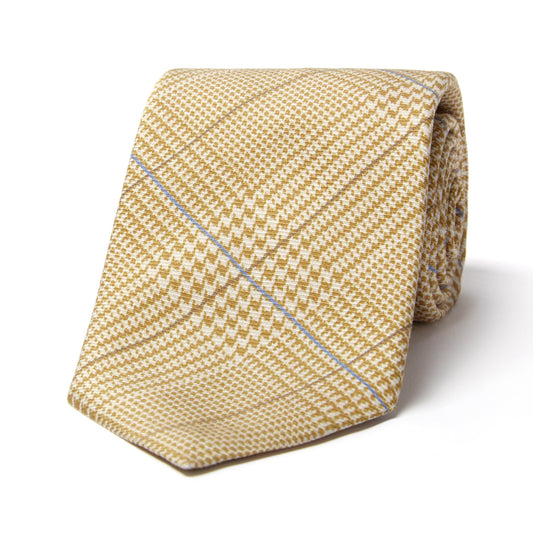Prince of Wales Check Silk Tie in Sand