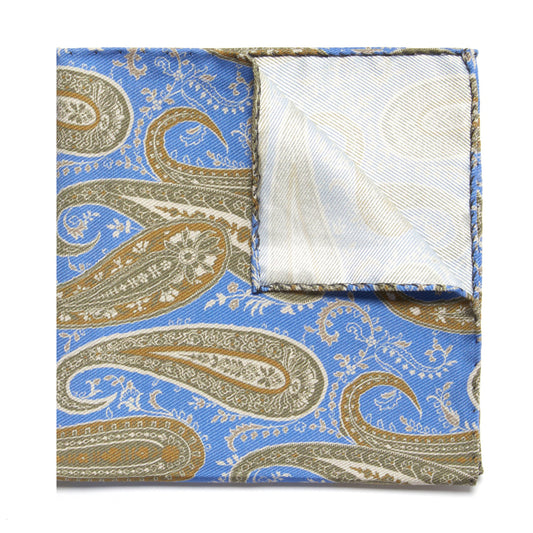 Paisley Silk Pocket Square in Blue