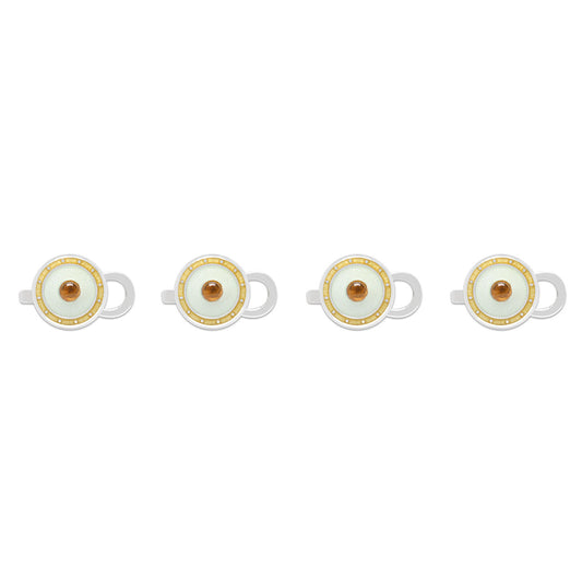 Sterling Silver Domed Enamel Chain Studs in Citrine