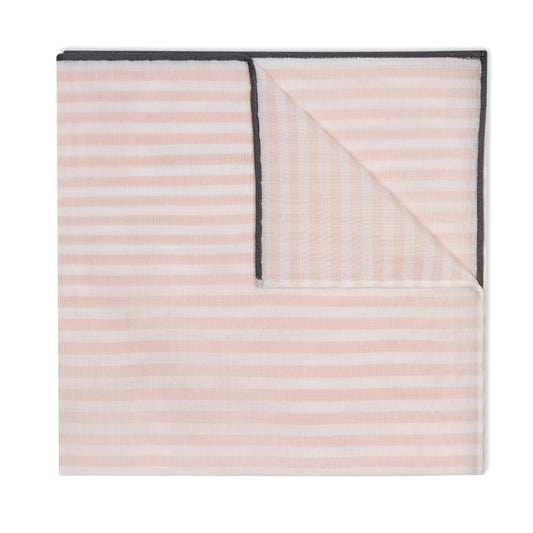 Buren Stripes Batiste Cotton Handkerchief in Pink