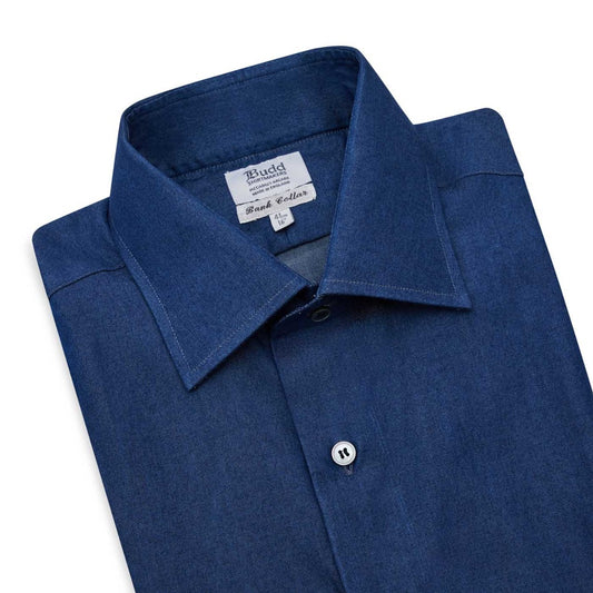 Classic fit denim shirt - deep blue collar detail