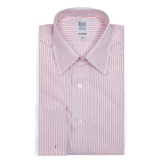 Classic Fit Exclusive Budd Stripe Double Cuff Shirt in Pink