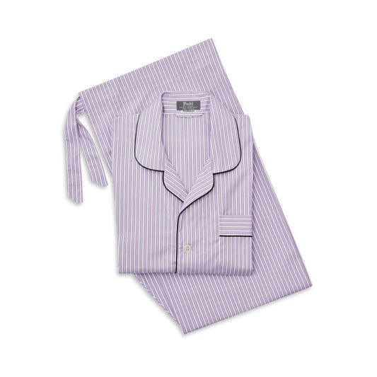 Exclusive Budd stripe cotton pyjamas in lilac