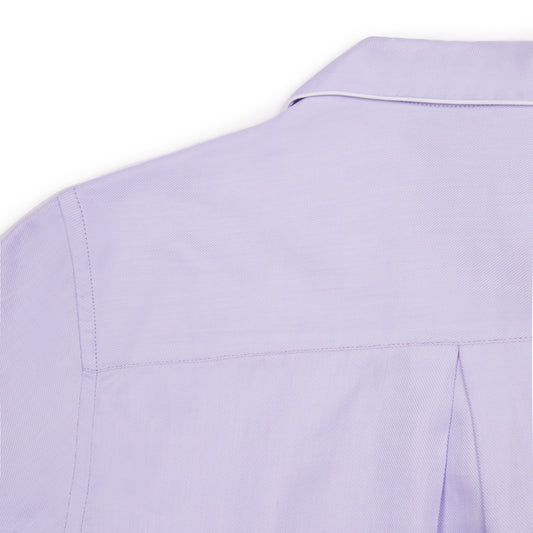 Plain Fine Twill Women's Pyjamas in Lilac Collar Detail