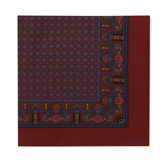 Floral Paisley Silk Pocket Square in Burgundy